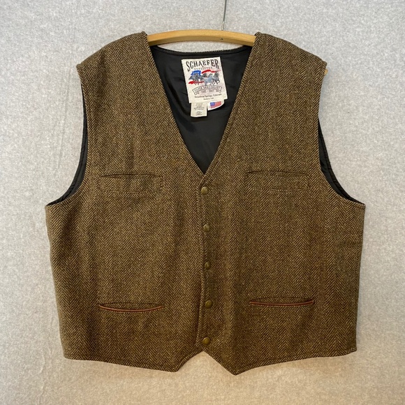 Schaefer Outfitter Size XL Vintage Brown Wool Blend Western Style Vest • USA - Picture 1 of 14
